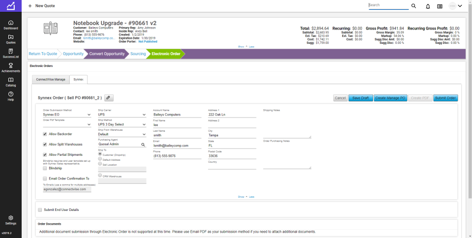 screenshot of ConnectWise CPQ